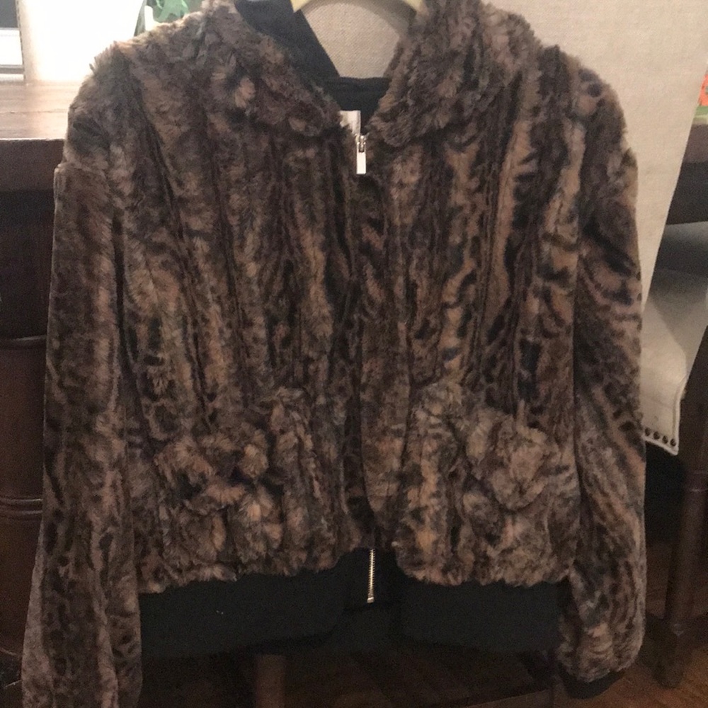 Beach Riot Leopard Faux Fur Jacket Size M
